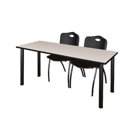 Kee Rectangle Tables > Training Tables > Kee Table & Chair Sets, 72 W, 24 L, 29 H, Maple MT7224PLBPBK47BK